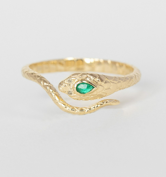 CELINE DAOUST Emerald and Diamond Cobra Ring