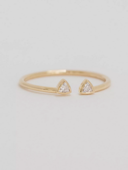CELINE DAOUST Diamond Cat Ear Triangle Open Ring