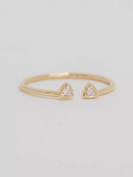 CELINE DAOUST Diamond Cat Ear Triangle Open Ring