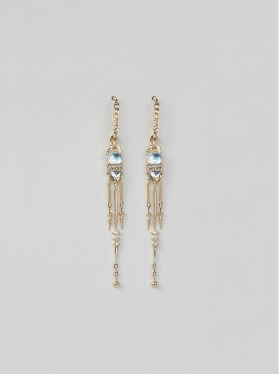 CELINE DAOUST Moonstone and Diamond Fringe Earrings