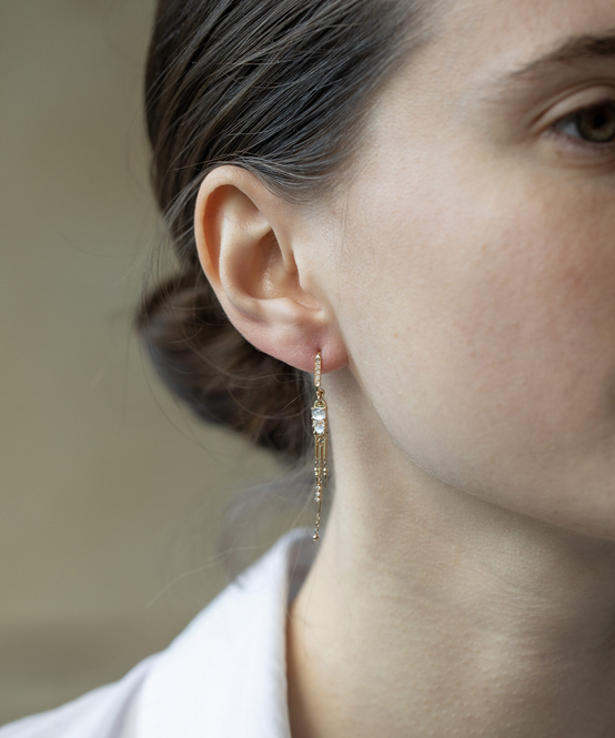 CELINE DAOUST Moonstone and Diamond Fringe Earrings