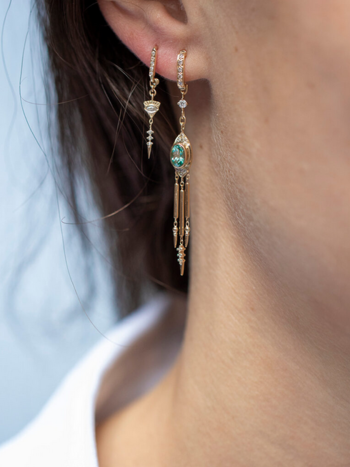 CELINE DAOUST Totem White Sapphire and Diamond Eye Earrings
