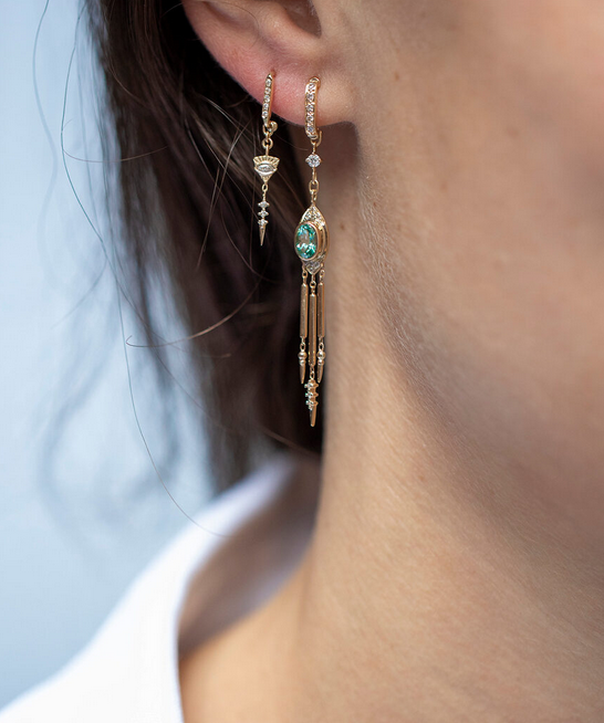 CELINE DAOUST Totem White Sapphire and Diamond Eye Earrings
