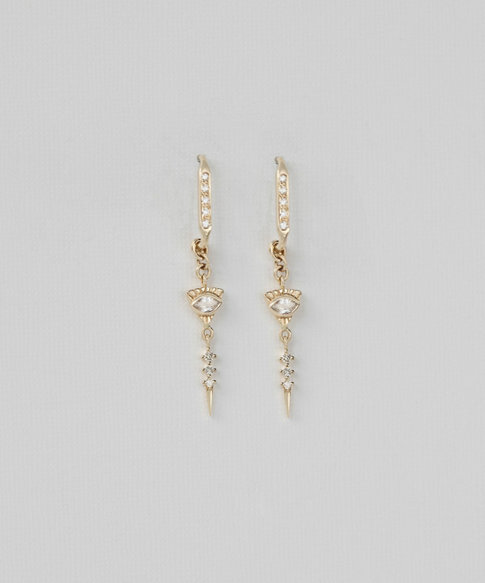 CELINE DAOUST Totem White Sapphire and Diamond Eye Earrings