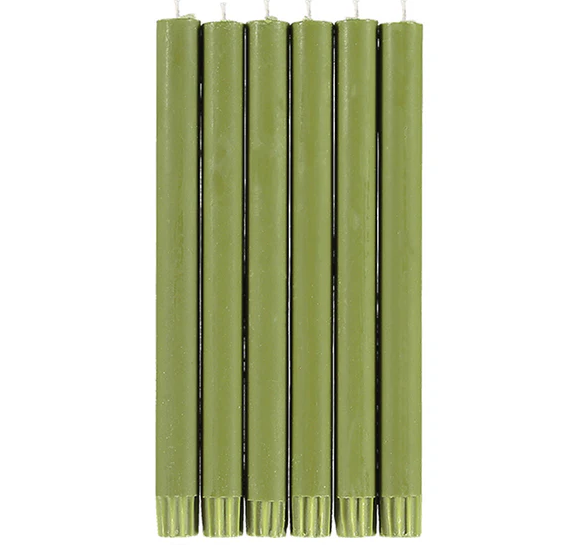 BRITISH COLOUR STANDARD Eco Dinner Candle Set of 6 - Olive