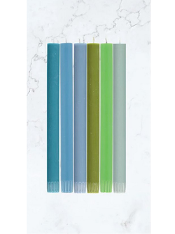 BRITISH COLOUR STANDARD Eco Dinner Candle Rainbow Set of 6 - Cool Blues and Greens