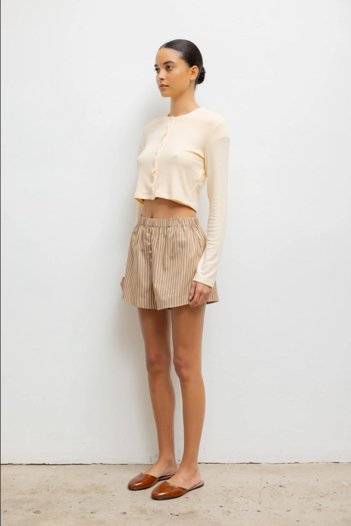 LESET Lauren Crop Cardigan II - Vanilla