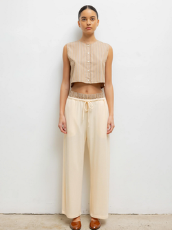 LESET Lauren Crop Drawstring Pant - Vanilla