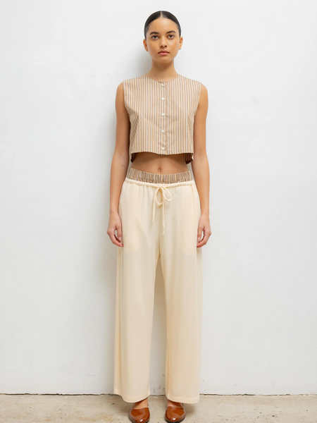 LESET Lauren Crop Drawstring Pant - Vanilla