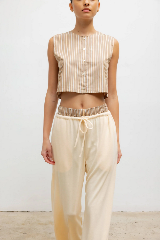 LESET Lauren Crop Drawstring Pant - Vanilla