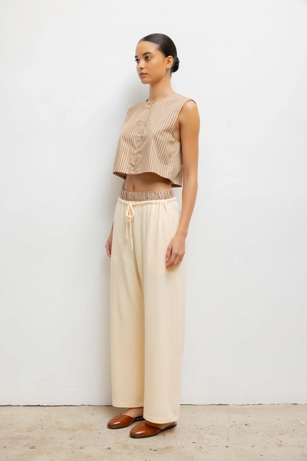 LESET Lauren Crop Drawstring Pant - Vanilla