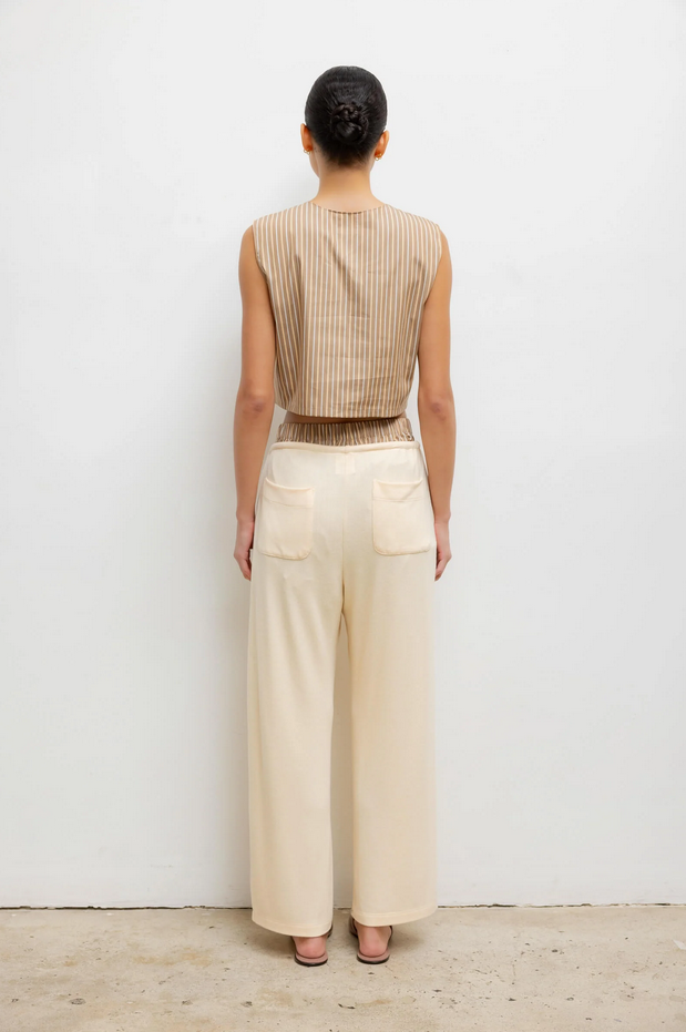 LESET Lauren Crop Drawstring Pant - Vanilla