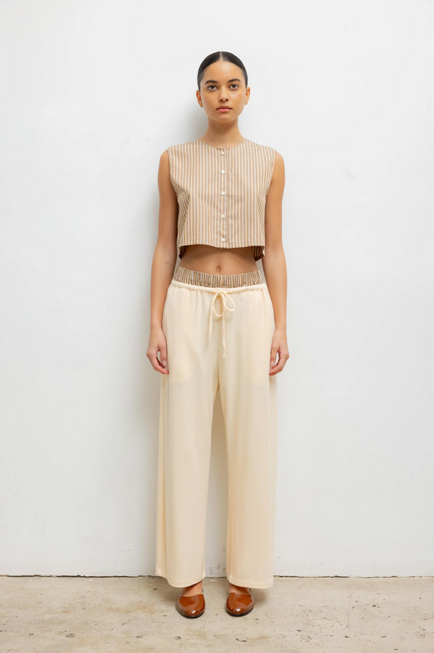 LESET Lauren Crop Drawstring Pant - Vanilla