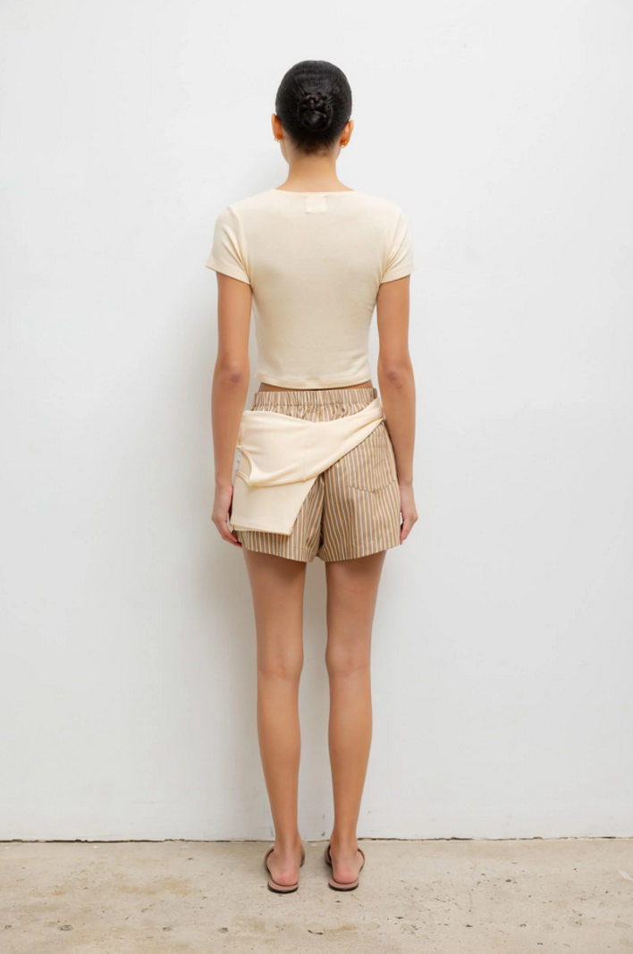 LESET Lauren Crop Slim Fit Tee - Vanilla