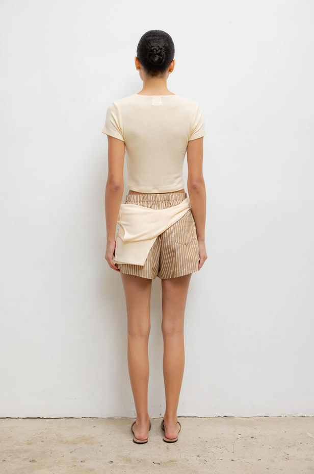 LESET Lauren Crop Slim Fit Tee - Vanilla