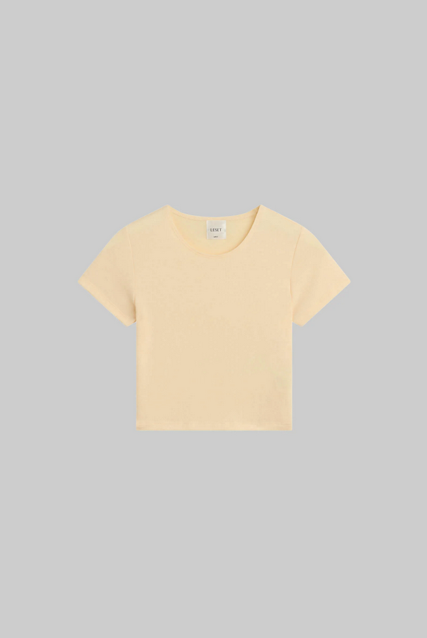 LESET Lauren Crop Slim Fit Tee - Vanilla