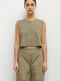 LESET Margo Sleeveless Henley - Cypress