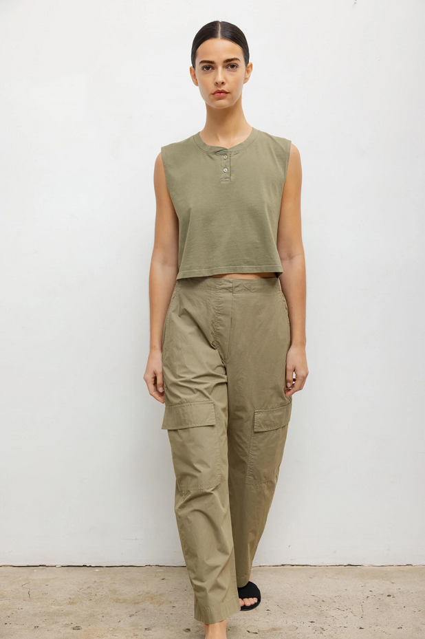 LESET Margo Sleeveless Henley - Cypress