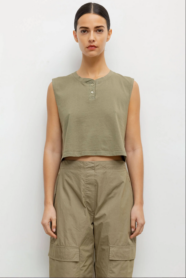 LESET Margo Sleeveless Henley - Cypress