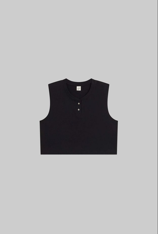 LESET Margo Sleeveless Henley - Black