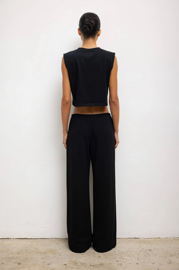 LESET Margo Sleeveless Henley - Black