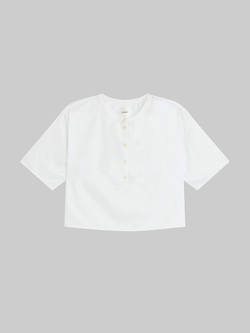 LESET Yoko Short Sleeve Henley - White