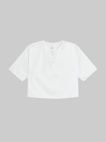LESET Yoko Short Sleeve Henley - White