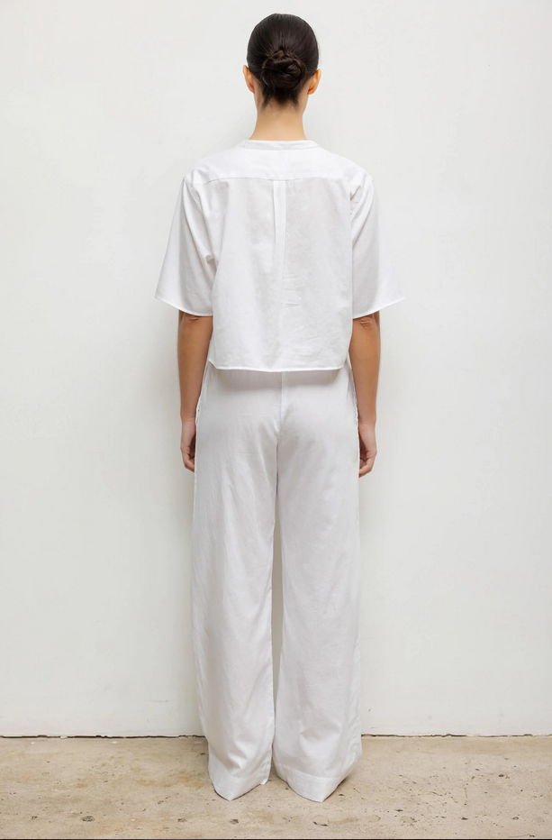 LESET Yoko Short Sleeve Henley - White