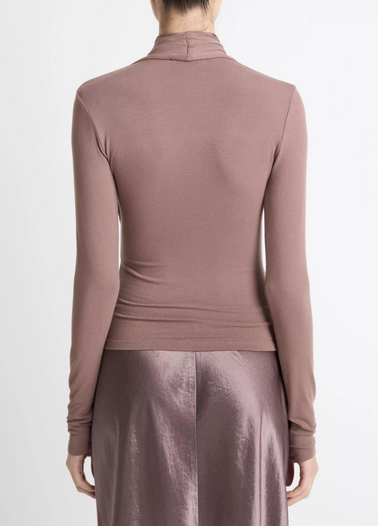 VINCE Fixed Wrap Long-Sleeve Top - Smoky Berry