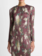 VINCE Lilac-Print Micro-Pleated Satin Top - Dark Bordeaux