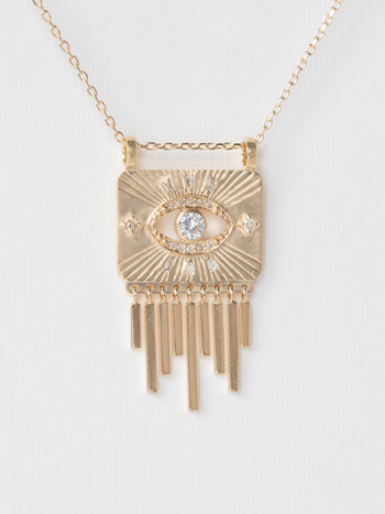 CELINE DAOUST White Sapphire and Diamond Eye Plate Necklace