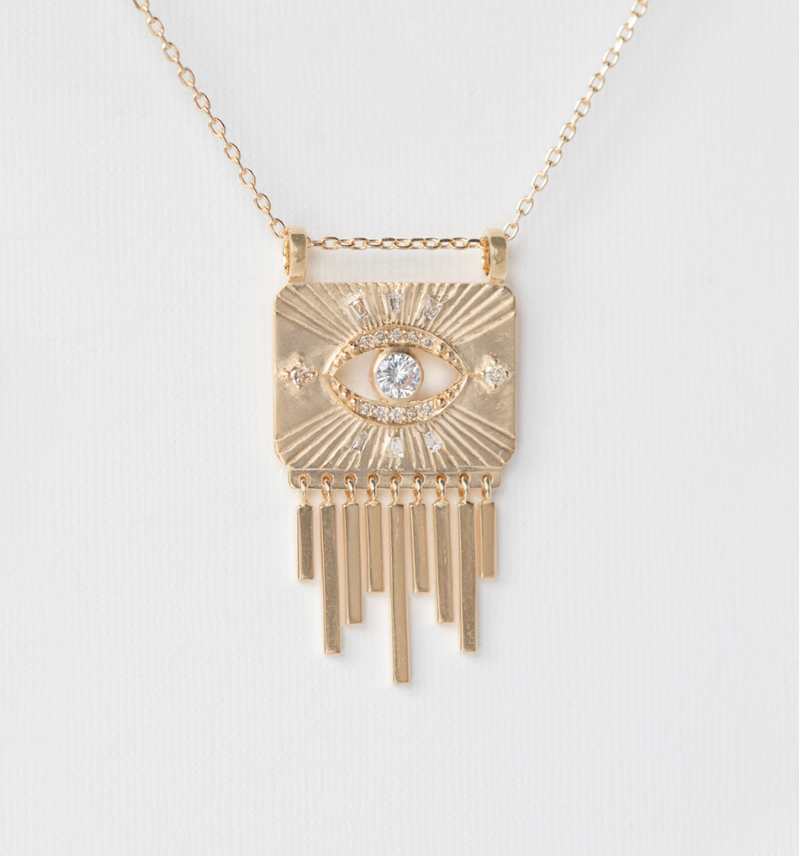 CELINE DAOUST White Sapphire and Diamond Eye Plate Necklace