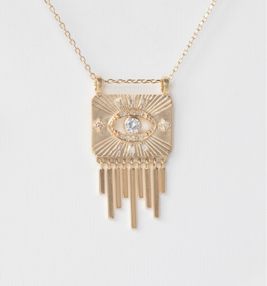 CELINE DAOUST White Sapphire and Diamond Eye Plate Necklace