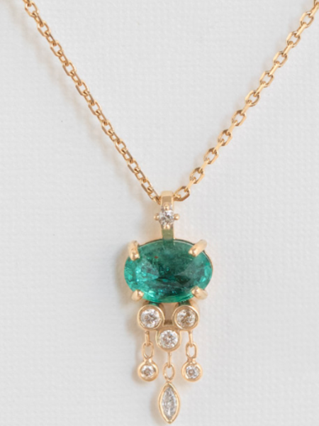 CELINE DAOUST OOAK Emerald Jellyfish Diamond Necklace