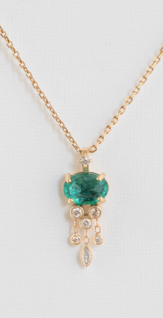 CELINE DAOUST OOAK Emerald Jellyfish Diamond Necklace