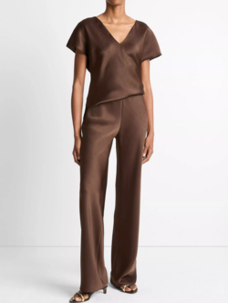 VINCE Fluid Satin Bias Pant - Espresso