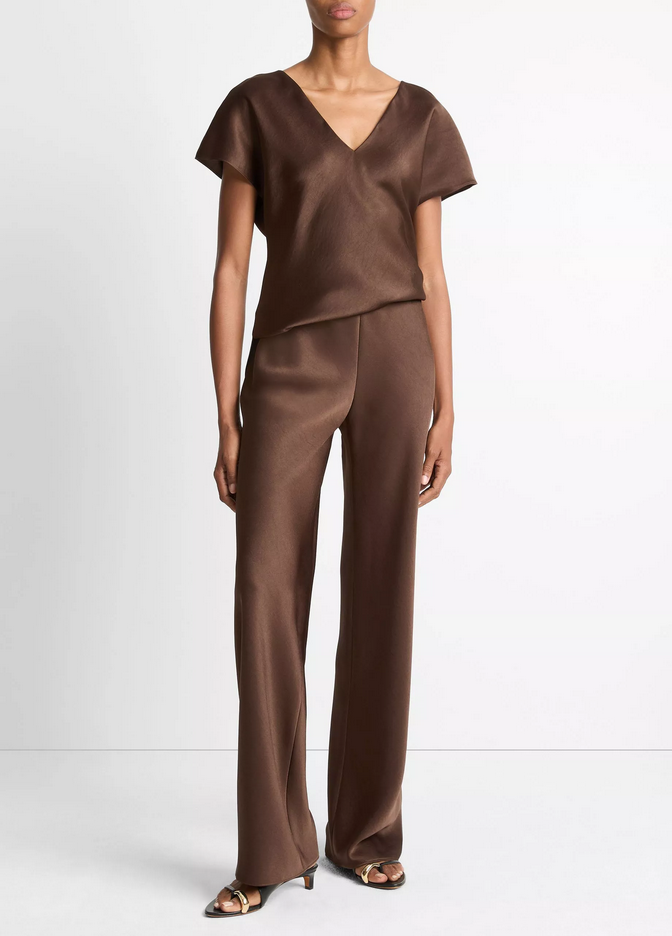 VINCE Fluid Satin Bias Pant - Espresso