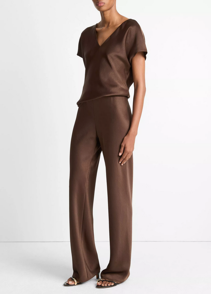 VINCE Fluid Satin Bias Pant - Espresso
