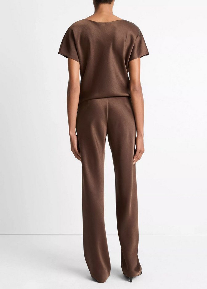 VINCE Fluid Satin Bias Pant - Espresso