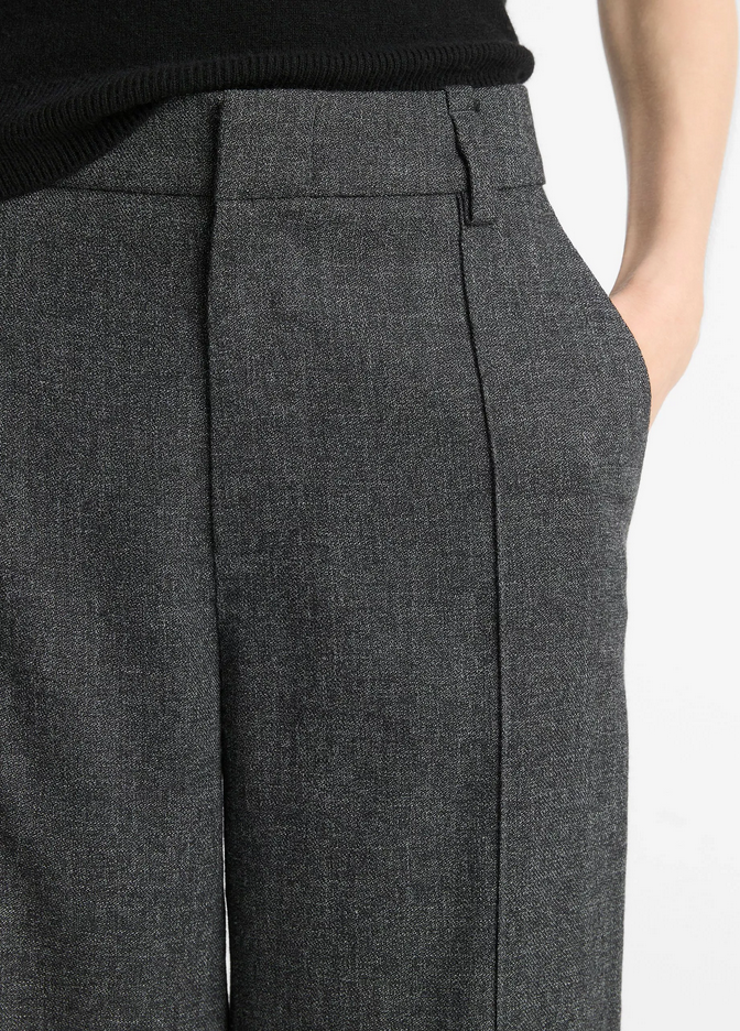 VINCE Italian Jaspe Pintuck High-Waist Wide-Leg Pant - Medium Heather Grey