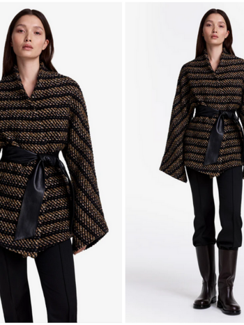 SMYTHE Belted Wrap Jacket - Black/Tan