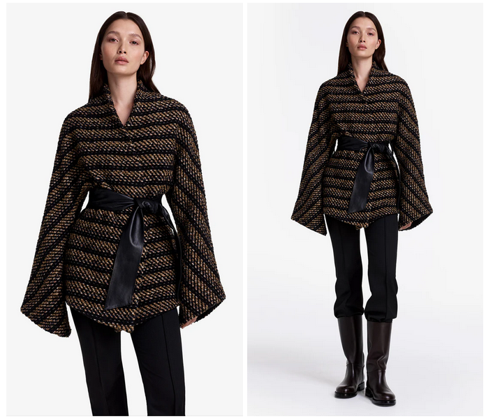 SMYTHE Belted Wrap Jacket - Black/Tan