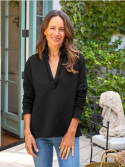 FRANK & EILEEN Patrick Triple Fleece Popover - Black