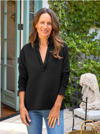 FRANK & EILEEN Patrick Triple Fleece Popover - Black