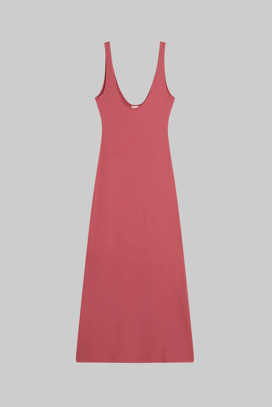 LESET Lauren Scoop Neck Maxi Dress - Radish