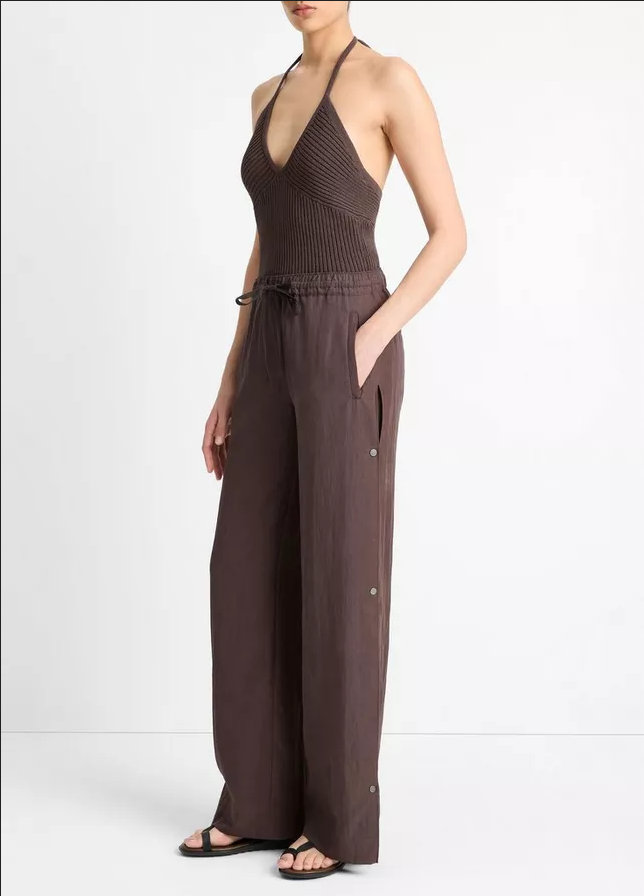 VINCE Side Snap Pull-on Pant - Dark Coffee