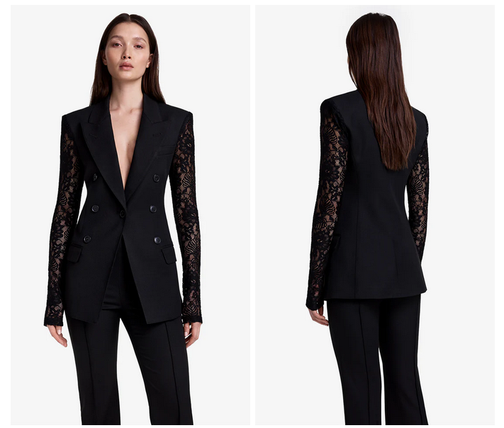 SMYTHE Lace Sleeve Not a DB Blazer - Black