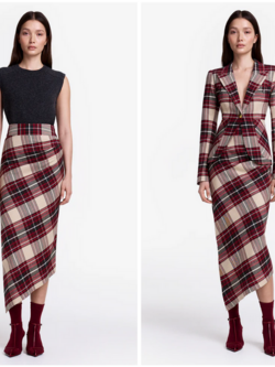 SMYTHE Asymmetrical Skirt - Garnet Plaid