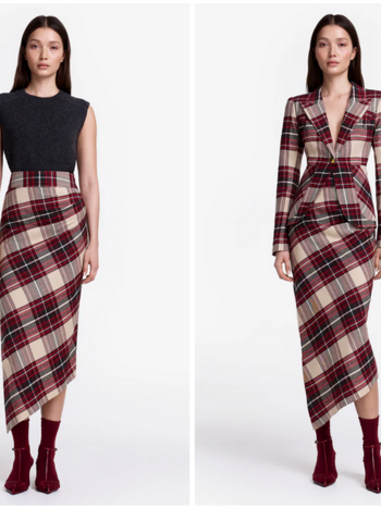 SMYTHE Asymmetrical Skirt - Garnet Plaid