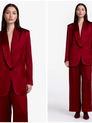 SMYTHE Shawl Collar Oversized Blazer - Crimson
